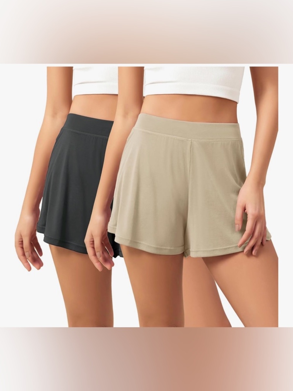 Women's Soft Lounge Shorts - Black & Tan